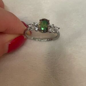 Elegant Green/purple Sterling Silver Women's Ring